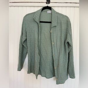 Textured Green Button Down